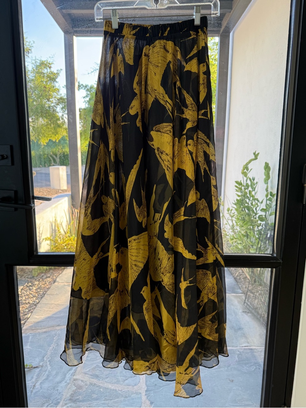 Black & Mustard Floral Maxi Skirt - Women